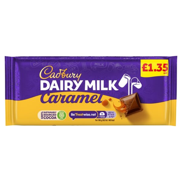 CADBURY Chocolat au lait avec cœur caramel 120g