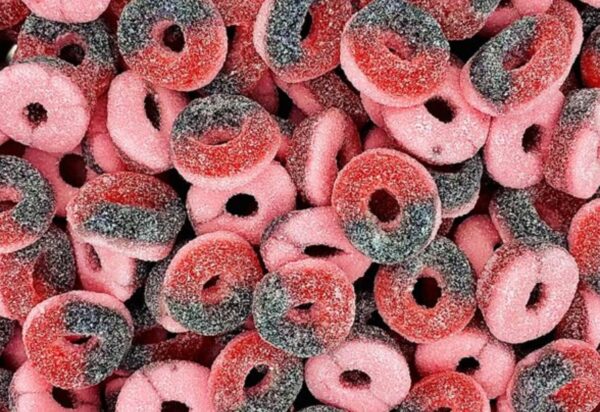 Blackcurrant sour rings Anneaux acidulés cassis