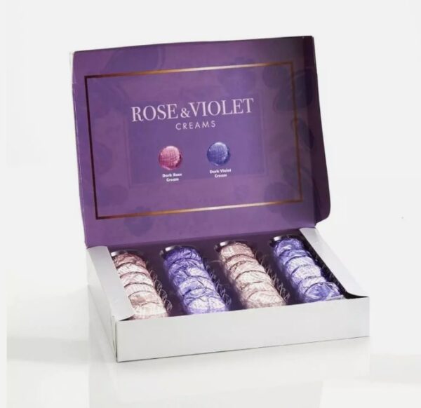 WHITAKERS Coffret chocolat noir à la crème de violette et rose vegan 200g – Image 2