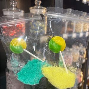 Sucette Citron-Citron vert avec Poudre Acidulée