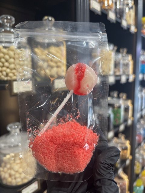 Sucette Framboise avec Poudre Acidulée